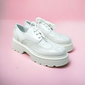 Moreo Platform Shoes White Leather Lace  Up Size 9.5 EU 40